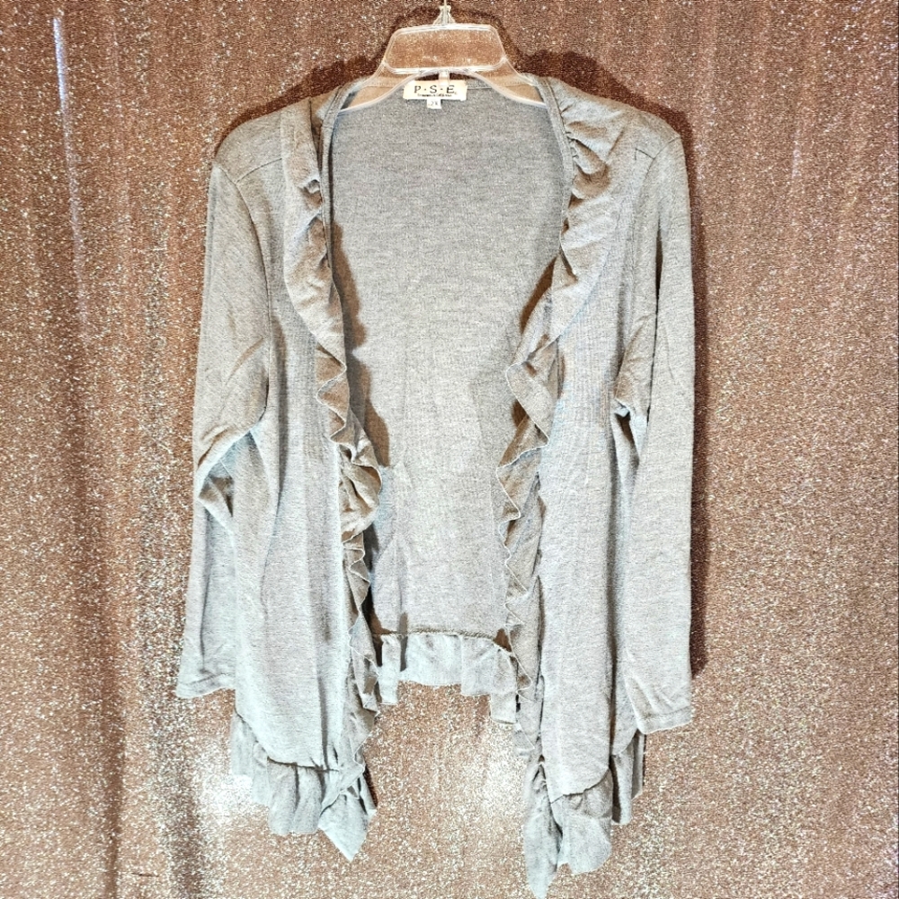 Gray ruffle cardigan